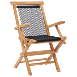 vidaXL Klappbare Gartenstühle 2 Stk. Massivholz Teak und Seil