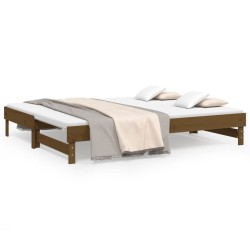 vidaXL Tagesbett Ausziehbar Honigbraun 2x(90x200) cm Massivholz Kiefer