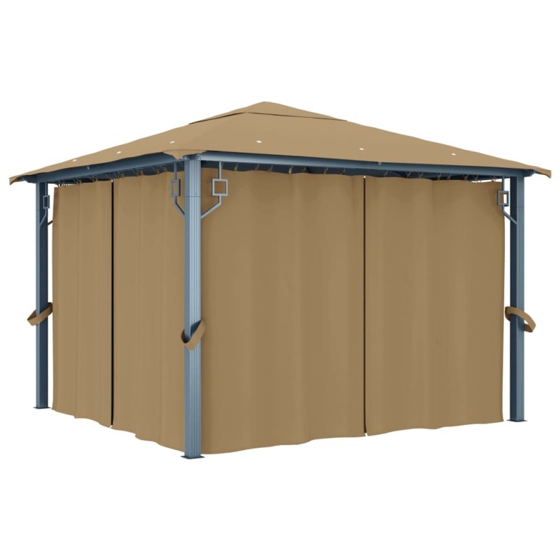 vidaXL Pavillon mit Vorhang 300x300 cm Taupe Aluminium vidaXL Pavillon mit Vorhang 300x300 cm Taupe Aluminium