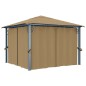 vidaXL Pavillon mit Vorhang 300x300 cm Taupe Aluminium vidaXL Pavillon mit Vorhang 300x300 cm Taupe Aluminium