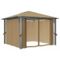 vidaXL Pavillon mit Vorhang 300x300 cm Taupe Aluminium vidaXL Pavillon mit Vorhang 300x300 cm Taupe Aluminium