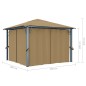 vidaXL Pavillon mit Vorhang 300x300 cm Taupe Aluminium vidaXL Pavillon mit Vorhang 300x300 cm Taupe Aluminium