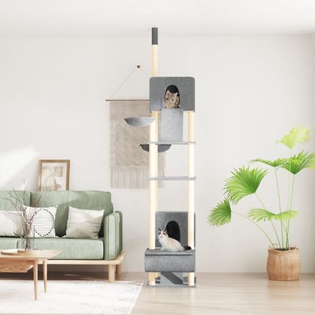 vidaXL Kratzbaum Deckenhoch Hellgrau 277-303 cm