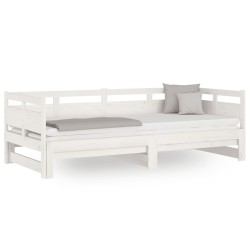 vidaXL Tagesbett Ausziehbar Weiß Massivholz Kiefer 2x(90x200) cm