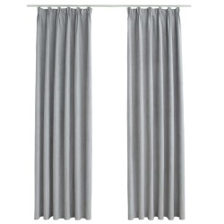 vidaXL Verdunkelungsvorhänge mit Haken 2 Stk. Grau 140x225 cm