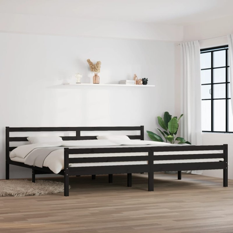 vidaXL Massivholzbett Schwarz 200x200 cm vidaXL Massivholzbett Schwarz 200x200 cm
