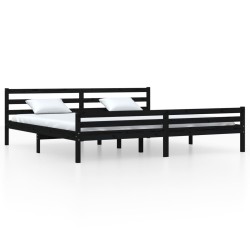 vidaXL Massivholzbett Schwarz 200x200 cm