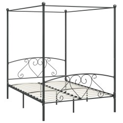 vidaXL Himmelbett-Gestell Grau Metall 160 x 200 cm 
