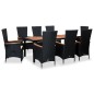 9-tlg. Garten-Essgruppe mit Auflagen Poly Rattan Schwarz 9-tlg. Garten-Essgruppe mit Auflagen Poly Rattan Schwarz