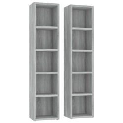 vidaXL CD-Regale 2 Stk. Grau Sonoma 21x16x93,5 cm Holzwerkstoff