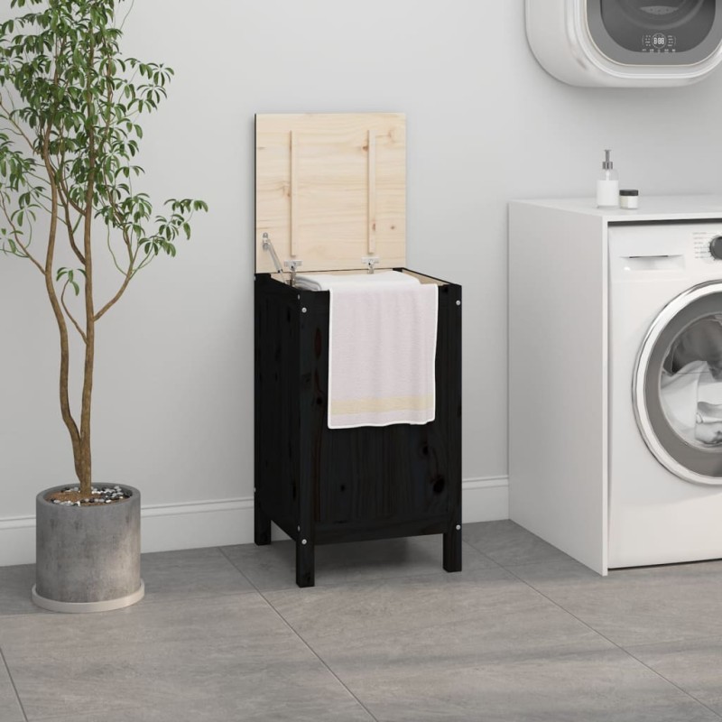 vidaXL Wäschetruhe Schwarz 44x44x76 cm Massivholz Kiefer vidaXL Wäschetruhe Schwarz 44x44x76 cm Massivholz Kiefer