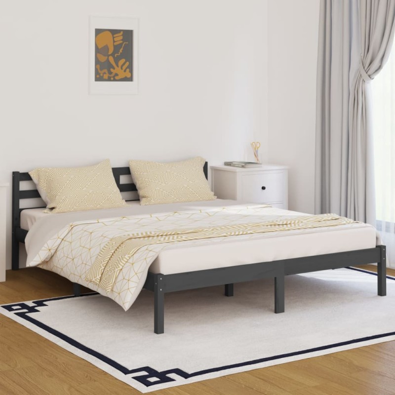 vidaXL Massivholzbett Kiefer 160x200 cm Grau vidaXL Massivholzbett Kiefer 160x200 cm Grau
