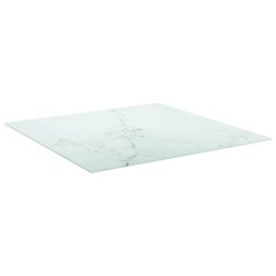 vidaXL Tischplatte Weiß 70x70 cm 6 mm Hartglas in Marmoroptik