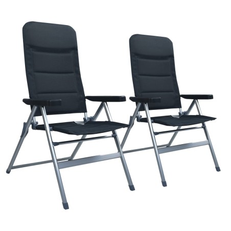 Garten-Liegestühle 2 Stk. Aluminium Schwarz
