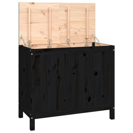 vidaXL Wäschetruhe Schwarz 88,5x44x76 cm Massivholz Kiefer