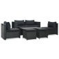 6-tlg. Garten-Lounge-Set mit Auflagen Poly Rattan Schwarz 6-tlg. Garten-Lounge-Set mit Auflagen Poly Rattan Schwarz