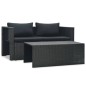 6-tlg. Garten-Lounge-Set mit Auflagen Poly Rattan Schwarz 6-tlg. Garten-Lounge-Set mit Auflagen Poly Rattan Schwarz