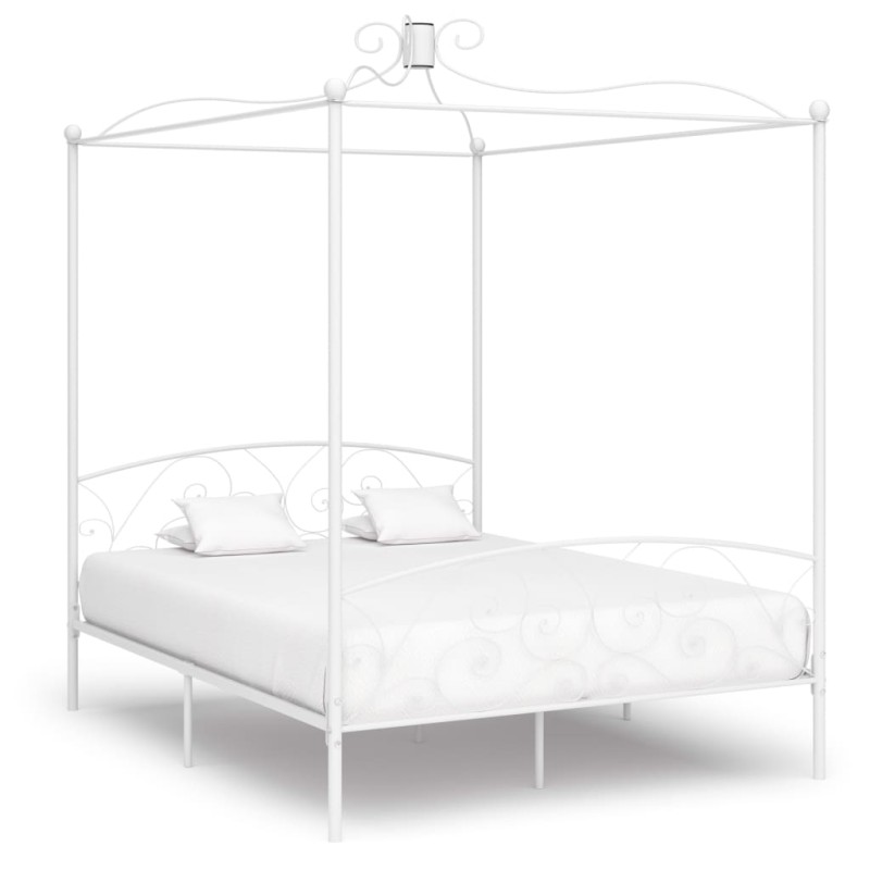 vidaXL Himmelbett-Gestell Weiß Metall 160 x 200 cm vidaXL Himmelbett-Gestell Weiß Metall 160 x 200 cm