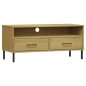 vidaXL TV-Schrank OSLO mit Metallbeinen Braun Massivholz Kiefer vidaXL TV-Schrank OSLO mit Metallbeinen Braun Massivholz Kiefer