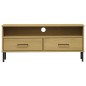 vidaXL TV-Schrank OSLO mit Metallbeinen Braun Massivholz Kiefer vidaXL TV-Schrank OSLO mit Metallbeinen Braun Massivholz Kiefer