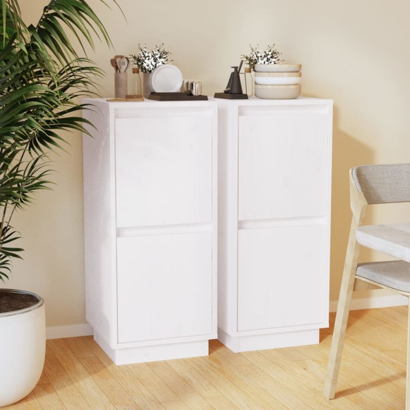 vidaXL Sideboards 2 Stk. Weiß 31,5x34x75 cm Massivholz Kiefer vidaXL Sideboards 2 Stk. Weiß 31,5x34x75 cm Massivholz Kiefer