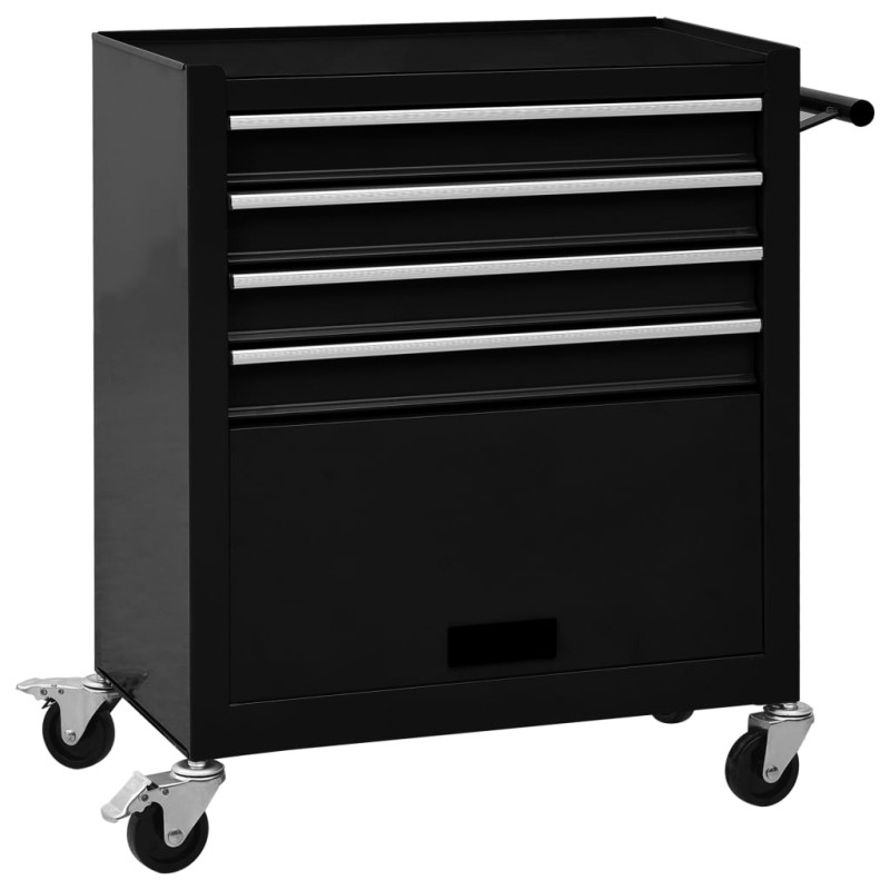 vidaXL Werkzeugwagen mit 4 Schubladen Stahl Schwarz vidaXL Werkzeugwagen mit 4 Schubladen Stahl Schwarz