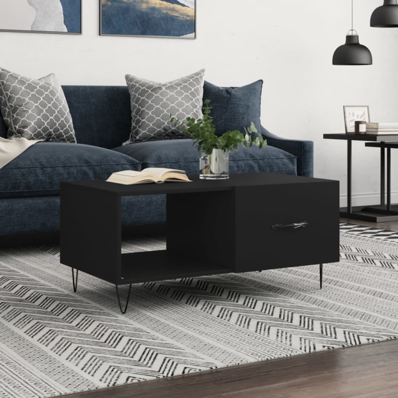 vidaXL Couchtisch Schwarz 90x50x40 cm Holzwerkstoff vidaXL Couchtisch Schwarz 90x50x40 cm Holzwerkstoff