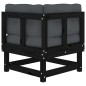 vidaXL Ecksofa mit Kissen Schwarz Massivholz Kiefer vidaXL Ecksofa mit Kissen Schwarz Massivholz Kiefer