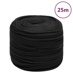 vidaXL Bootsseil Schwarz 10 mm 25 m Polypropylen