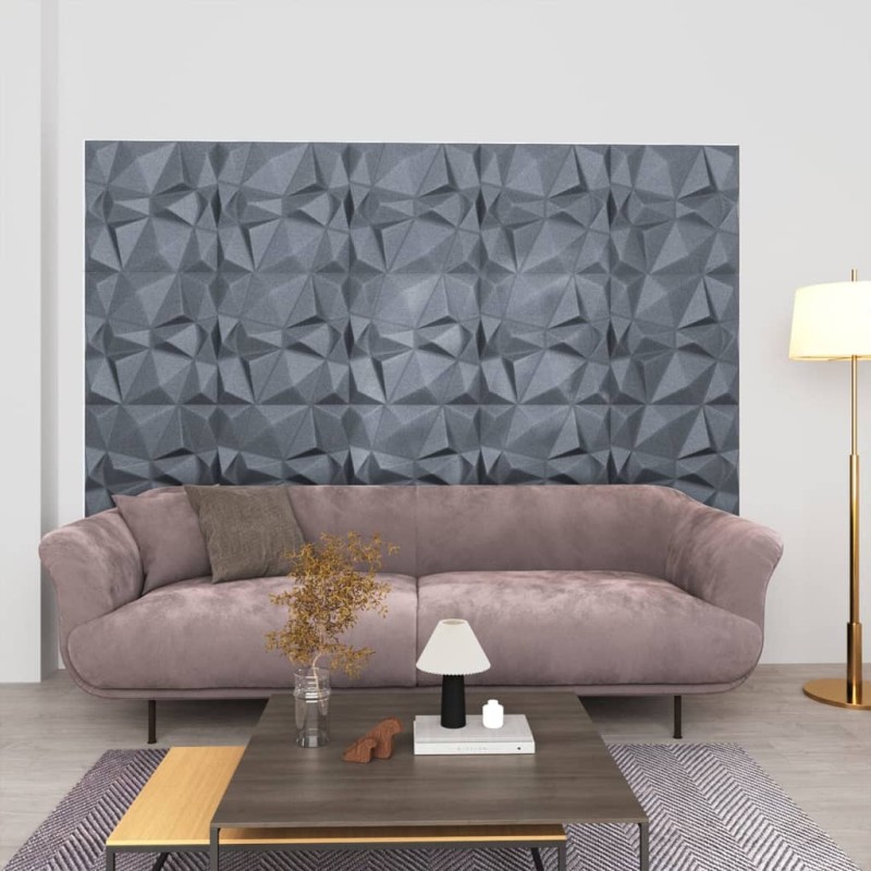 vidaXL 3D-Wandpaneele 24 Stk. 50x50 cm Diamant Grau 6 m² vidaXL 3D-Wandpaneele 24 Stk. 50x50 cm Diamant Grau 6 m²