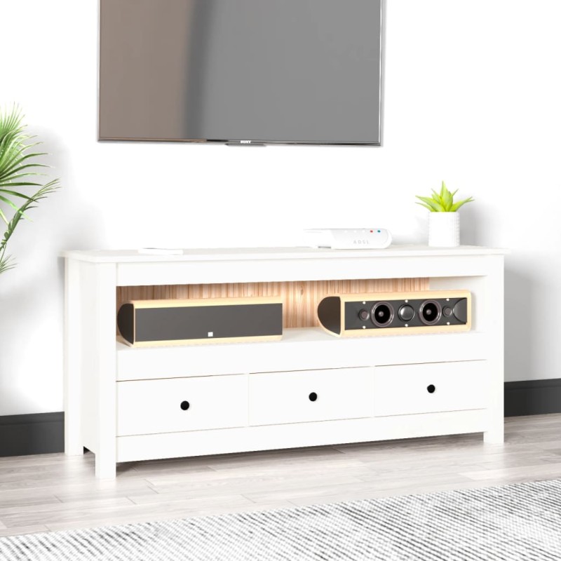 vidaXL TV-Schrank Weiß 114x35x52 cm Massivholz Kiefer vidaXL TV-Schrank Weiß 114x35x52 cm Massivholz Kiefer