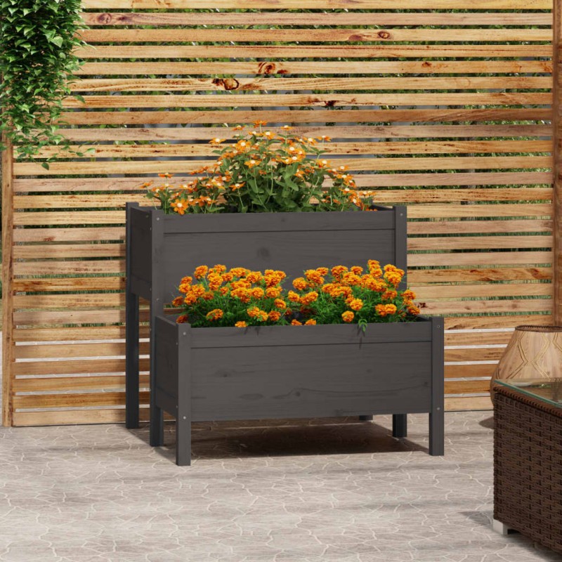 vidaXL Pflanzkübel Grau 84,5x84x75 cm Massivholz Kiefer vidaXL Pflanzkübel Grau 84,5x84x75 cm Massivholz Kiefer