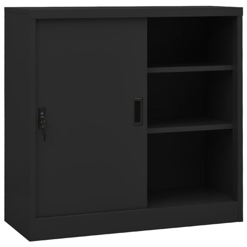 vidaXL Büroschrank mit Schiebetür Anthrazit 90x40x90 cm Stahl vidaXL Büroschrank mit Schiebetür Anthrazit 90x40x90 cm Stahl