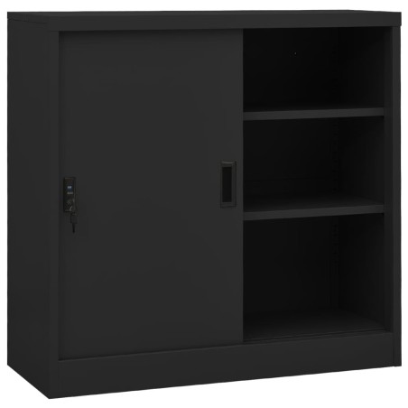 vidaXL Büroschrank mit Schiebetür Anthrazit 90x40x90 cm Stahl 