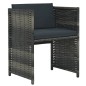 3-tlg. Bistro-Set mit Auflagen Poly Rattan Grau 3-tlg. Bistro-Set mit Auflagen Poly Rattan Grau