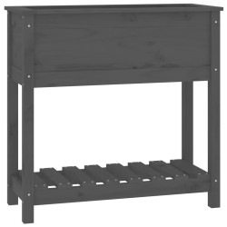 vidaXL Pflanzkübel mit Ablage Grau 82,5x34,5x81 cm Massivholz Kiefer