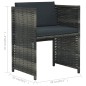 3-tlg. Bistro-Set mit Auflagen Poly Rattan Grau 3-tlg. Bistro-Set mit Auflagen Poly Rattan Grau