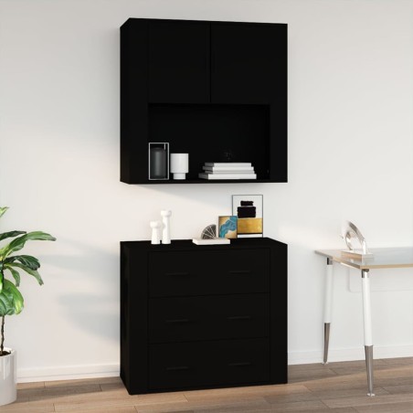 vidaXL Wandschrank Schwarz 80x33x80 cm Holzwerkstoff