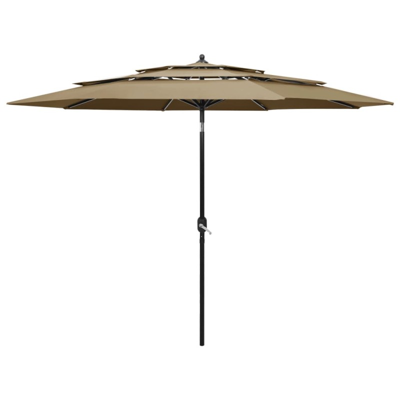 vidaXL Sonnenschirm mit Aluminium-Mast 3-lagig Taupe 3 m vidaXL Sonnenschirm mit Aluminium-Mast 3-lagig Taupe 3 m