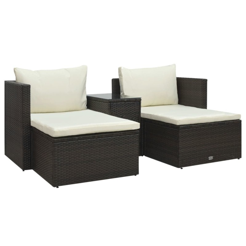 vidaXL 5-tlg. Garten-Lounge-Set mit Auflagen Poly Rattan Braun vidaXL 5-tlg. Garten-Lounge-Set mit Auflagen Poly Rattan Braun