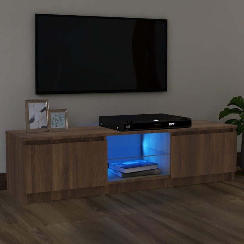 vidaXL TV-Schrank mit LED-Leuchten Braun Eichen-Optik 120x30x35,5 cm vidaXL TV-Schrank mit LED-Leuchten Braun Eichen-Optik 120x30x35,5 cm