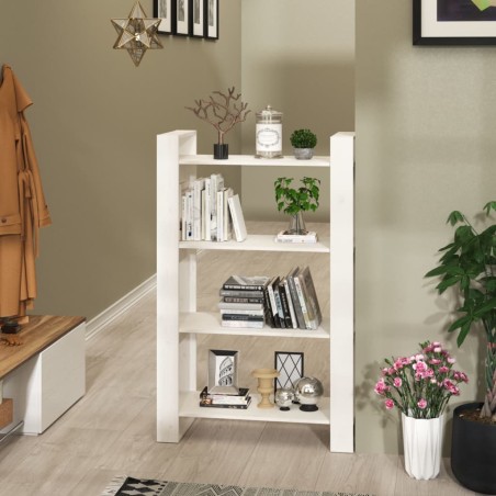 vidaXL Bücherregal/Raumteiler Weiß 80x25x125 cm Massivholz Kiefer
