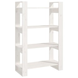 vidaXL Bücherregal/Raumteiler Weiß 80x25x125 cm Massivholz Kiefer