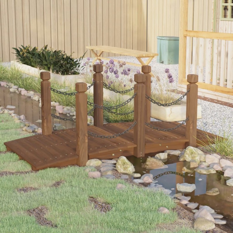 vidaXL Gartenbrücke mit Kettengeländer 150x67x56 cm Massivholz Fichte vidaXL Gartenbrücke mit Kettengeländer 150x67x56 cm Massivholz Fichte