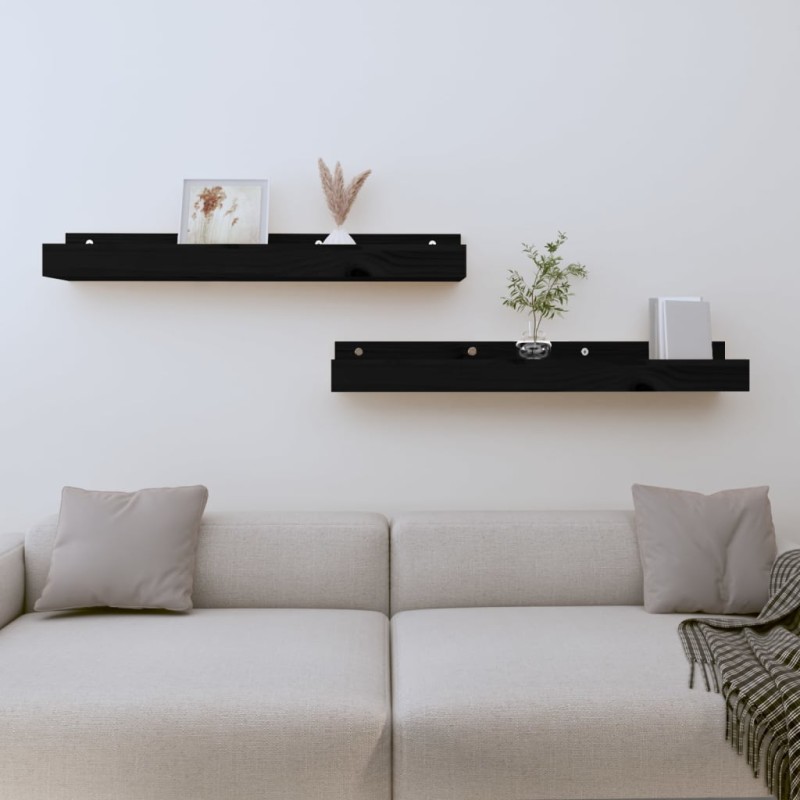 vidaXL Wandregale 2 Stk. Schwarz 80x12x9 cm Massivholz Kiefer vidaXL Wandregale 2 Stk. Schwarz 80x12x9 cm Massivholz Kiefer