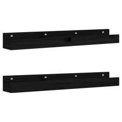 vidaXL Wandregale 2 Stk. Schwarz 80x12x9 cm Massivholz Kiefer