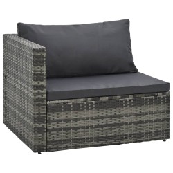 5-tlg. Garten-Lounge-Set mit Auflagen Poly Rattan Grau