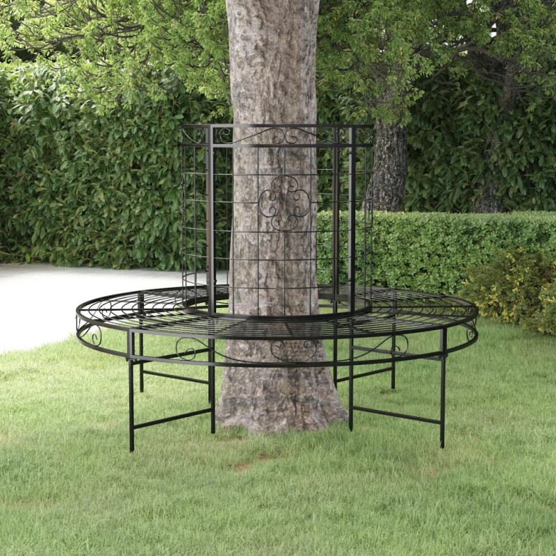 vidaXL Baumbank Rund Ø137 cm Schwarz Stahl vidaXL Baumbank Rund Ø137 cm Schwarz Stahl