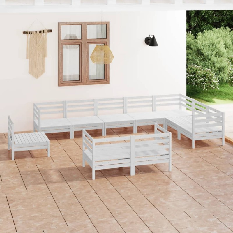 vidaXL 10-tlg. Garten-Lounge-Set Massivholz Kiefer Weiß vidaXL 10-tlg. Garten-Lounge-Set Massivholz Kiefer Weiß