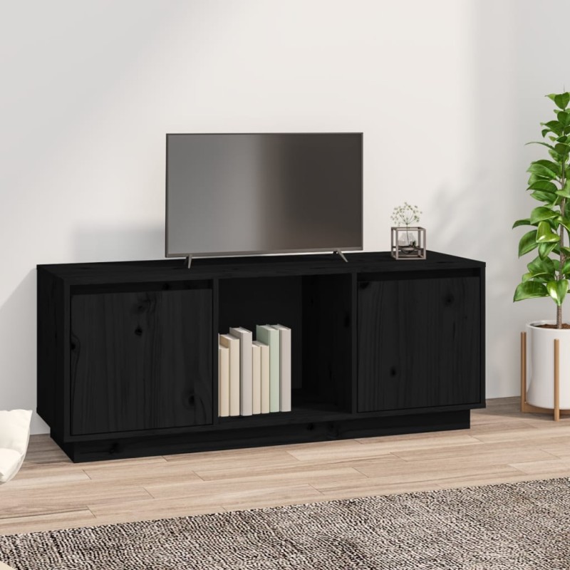 vidaXL TV-Schrank Schwarz 110,5x35x44 cm Massivholz Kiefer vidaXL TV-Schrank Schwarz 110,5x35x44 cm Massivholz Kiefer